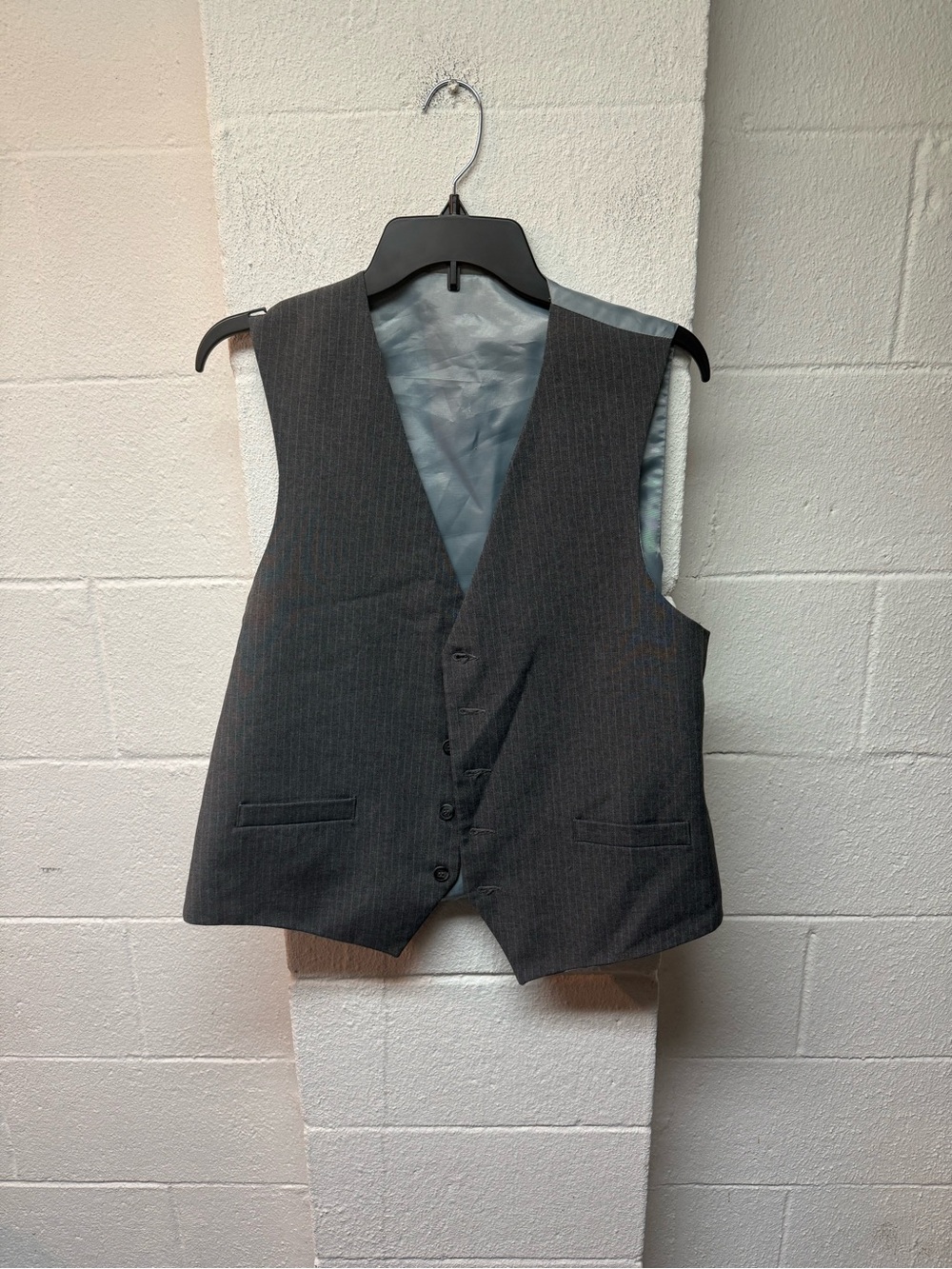Men's Gray Pinstripe Dress Vest - Classic Formal Waistcoat